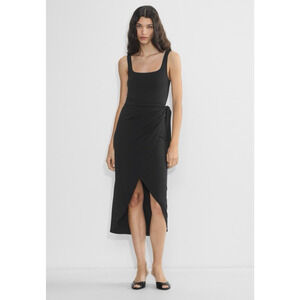 Aritzia Wilfred Saturn Midi Dress Small Black Bodycon Drapey Resort